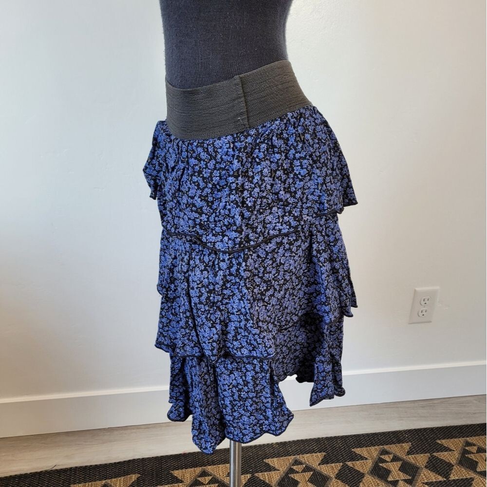 Vintage Jody California Tiered Skirt Blue Ditsy Floral Y2K 90s Cottage Fairycore - Picture 2 of 7